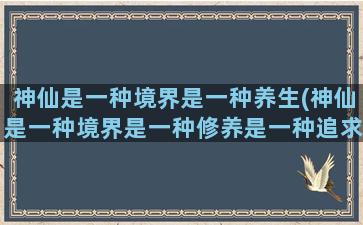 神仙是一种境界是一种养生(神仙是一种境界是一种修养是一种追求)